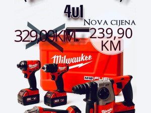 AKU MILWAUKEE SET 4/1 BUŠILICA,BRUSILICA,ODVIJAČ,ŠTEMALICA