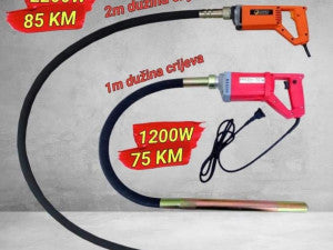 VIBRATOR ZA BETON 1 I 2 CRIJEVO 1200,2200 W