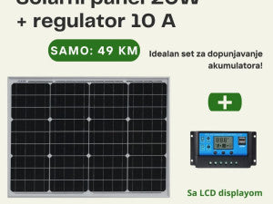 SOLARNI PANEL 20 W + REGULATOR 10 AMPERA