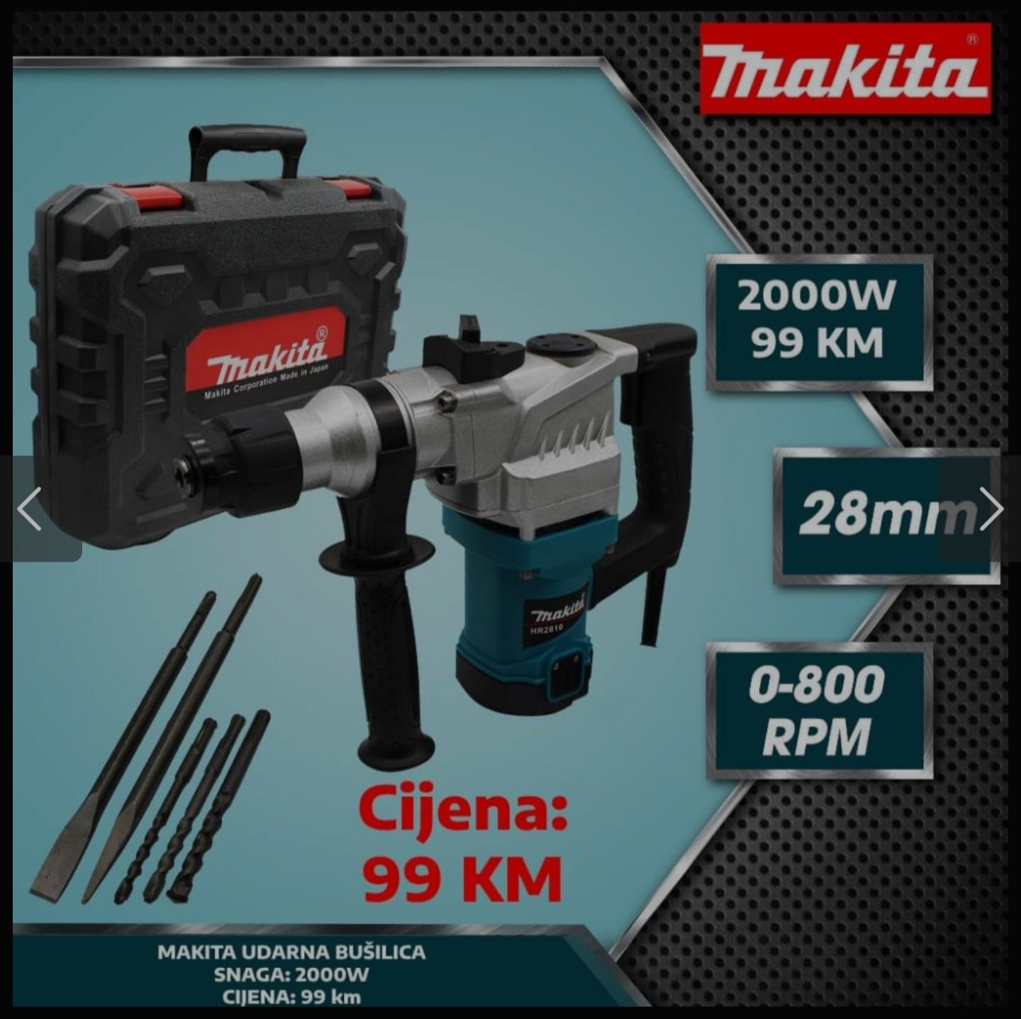 MAKITA UDARNA BUŠILICA 2000 W